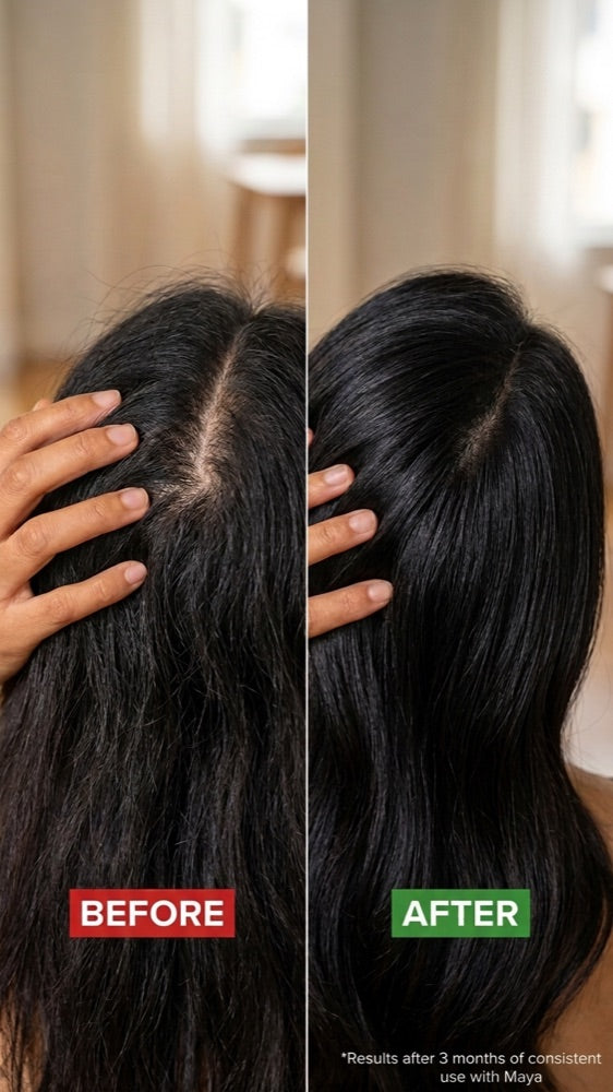 Maya Hair Oil before and after — hair after 3 months